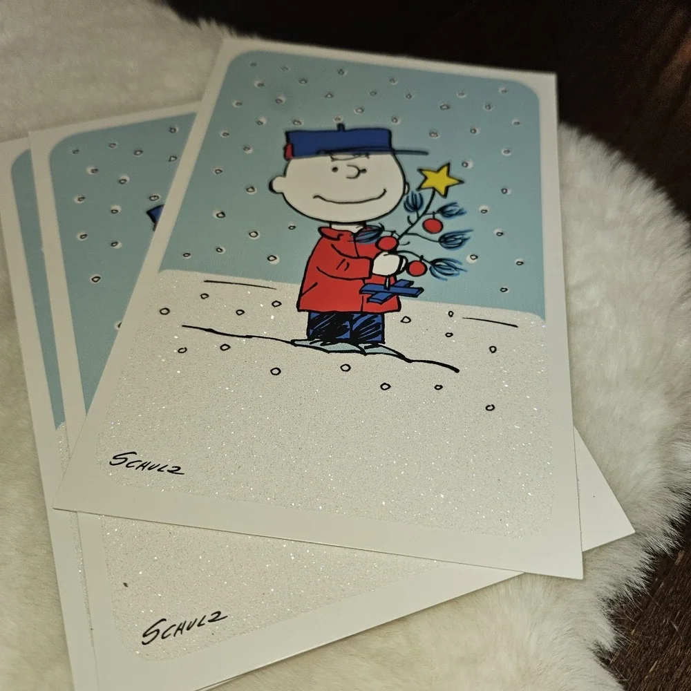 Hallmark Peanuts Snoopy Christmas Cards 14 Ct Envelopes Glitter Schulz 2023